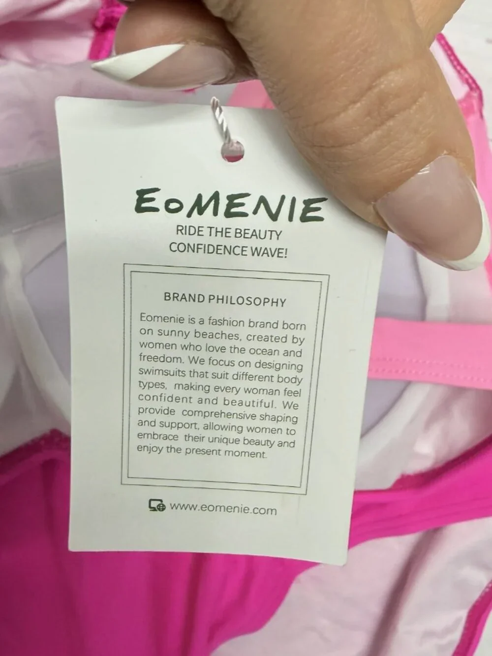 Eomenie Pink Ombre One Piece Swimsuit‎ Lace-Up Back 2XL NWT